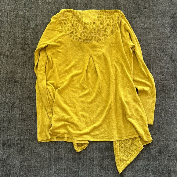 Angel of the North Anthropologie Chartreuse Mustard Cardigan Open Sweater - M - Picture 4 of 6